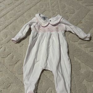 Magnolia Baby White and Pink Baby Footie